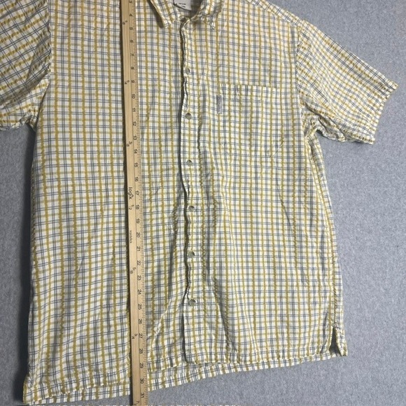 Columbia Men's Yellow‎ Plaid Button Up Short Sleeve Outdoor Shirt Size XL - Picture 7 of 8